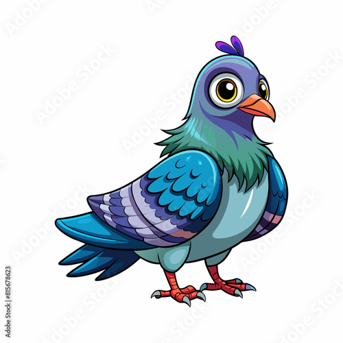 Cartoon Pigeon on White Background