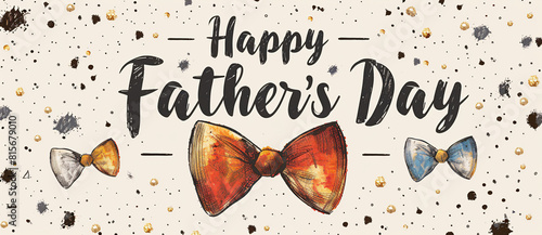 Father's Day celebration background adorned with a gift box mug calendar mustache heart shape