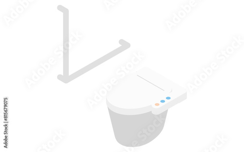 Home remodeling, caregiver remodeling to install handrails in bathroom, isometric illustration