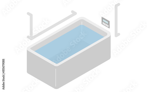 Home remodeling, caregiver remodeling to add handrails to bathroom, isometric illustration