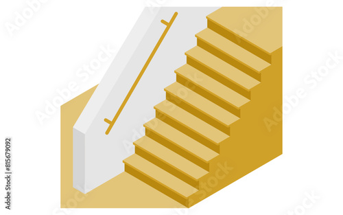 Home remodeling, caregiver remodeling to add handrails to stairs, isometric illustration