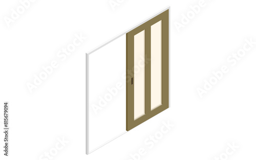Home renovation, care renovation to replace sliding door, isometric illustration