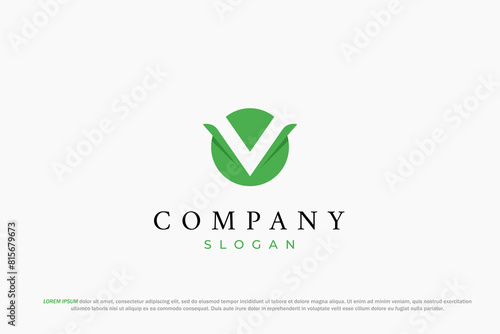 logo letter v circle green nature business abstract photo