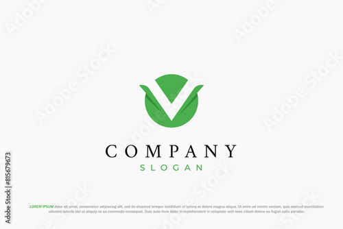 logo letter v circle green nature business abstract