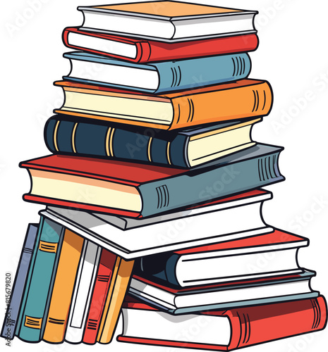 Vector illustration of a pile of hardcover books on a plain white background