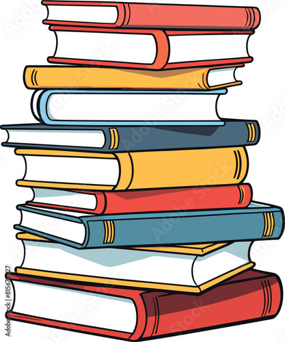 Vector illustration of a pile of hardcover books on a plain white background