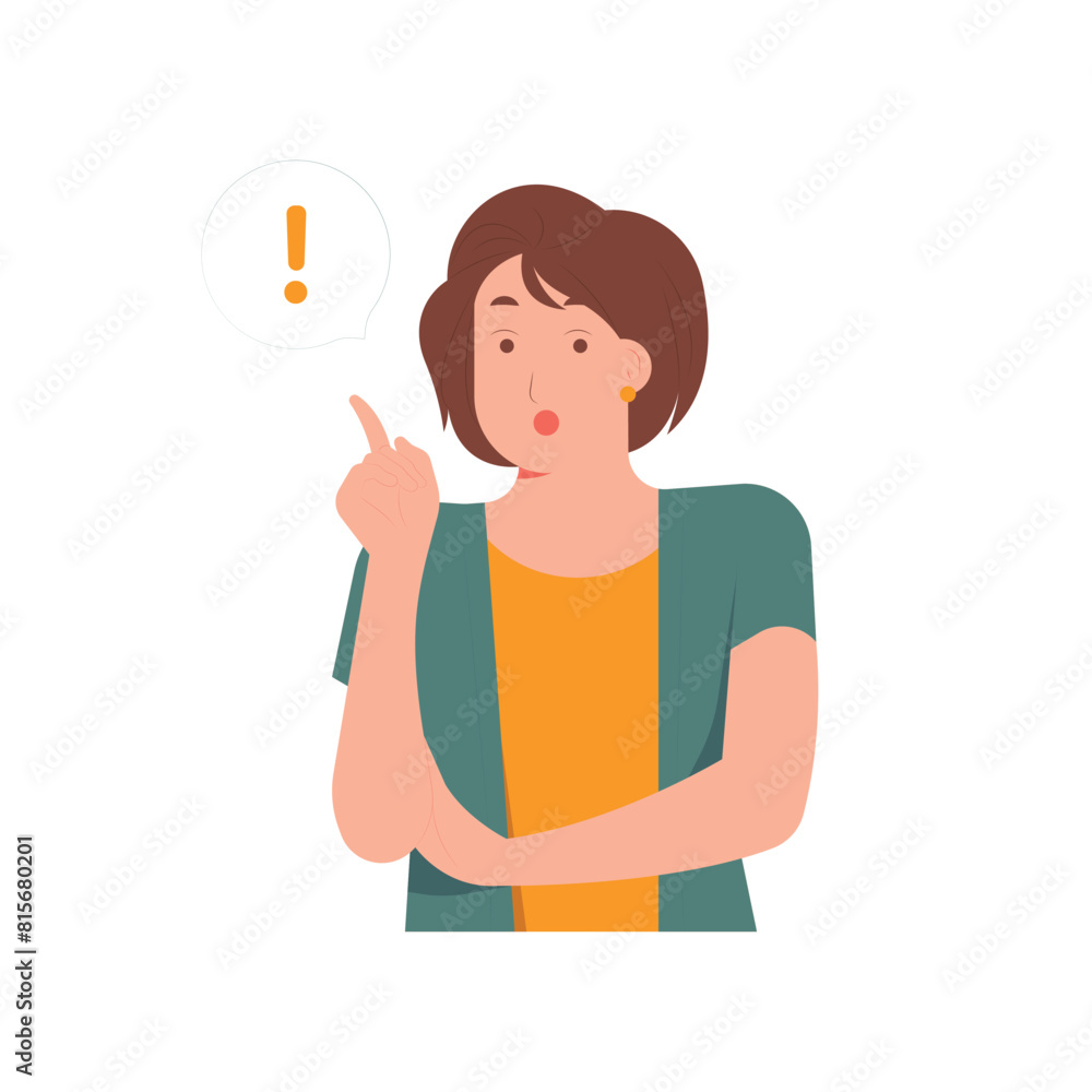 Woman thinking looking inspired genius idea, pointing finger up, mind map, brainstorming to find problem solving solution concept illustration Woman thinking looking inspired genius idea, pointing finger up, mind map, brainstorming to find problem solving solution concept illustration