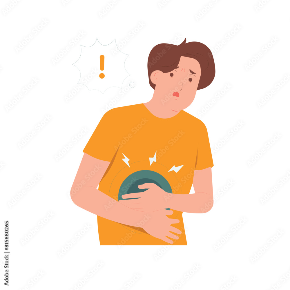 Stomachache abdominal pain health problem discomfort diarrhea concept illustration