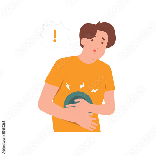 Stomachache abdominal pain health problem discomfort diarrhea concept illustration