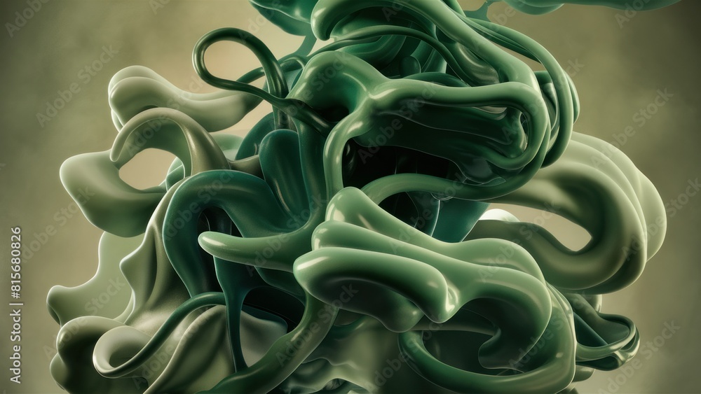Fluid Motion Green Ink Smoke Background in Abstract Style Fluid Motion Green Ink Smoke Background in Abstract Style