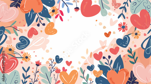 Valentines day hearts card. Vector frame office colorful