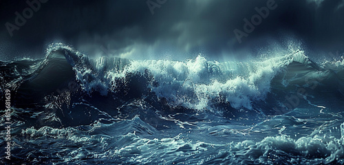 Stormy seas rage in an abstract of crashing waves.