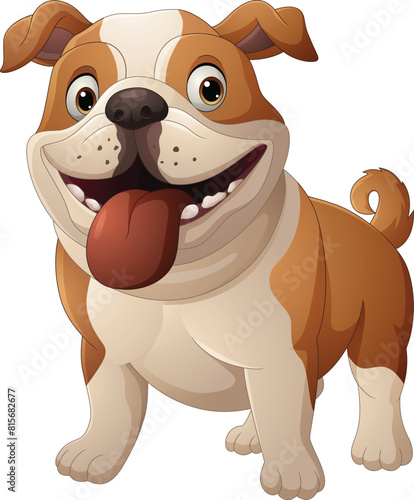 Happy cartoon bulldog isolated on white background