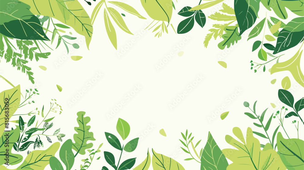 Vector floral green fresh background with leaves office