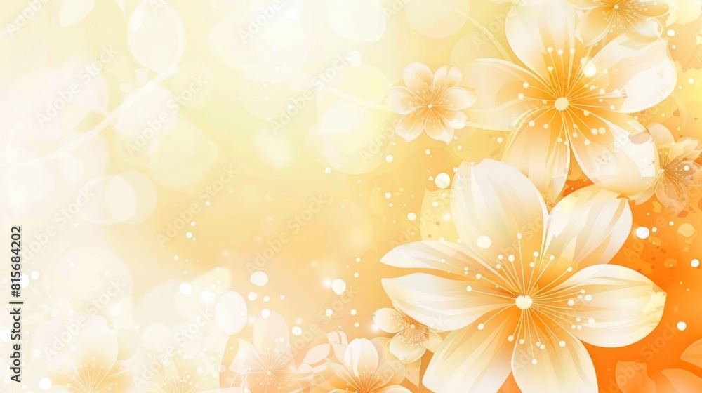Obraz premium Sunny Watercolor Floral Background with Orange and White Flowers, Artistic Design 