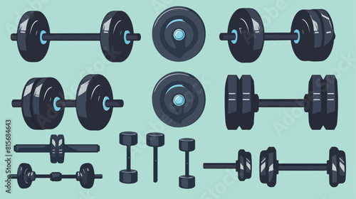 Vector set office dumbbells with different weights and background