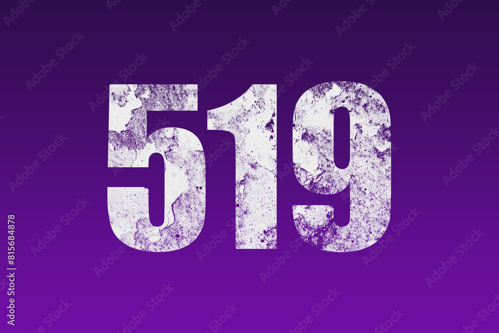 flat white grunge number of 519 on purple background. flat white grunge number of 519 on purple background.