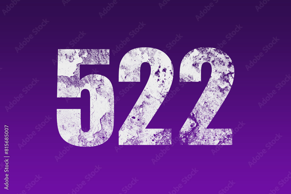 flat white grunge number of 522 on purple background. flat white grunge number of 522 on purple background.
