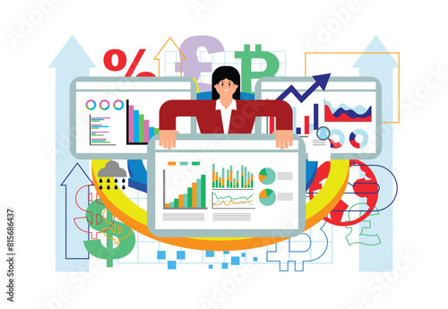Businesswoman presenting data for successful global business