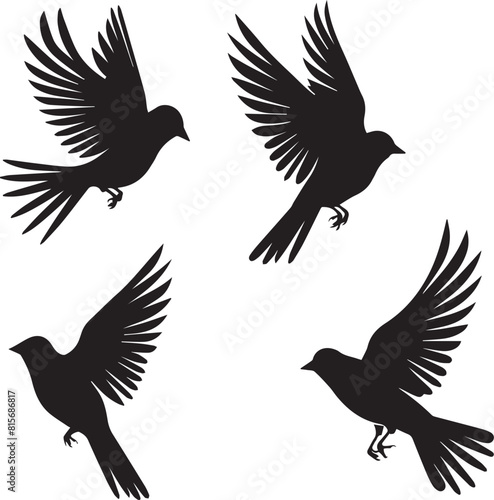 set of silhouettes of birds