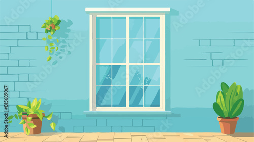 Window frame exterior view. Vector flat style illustration