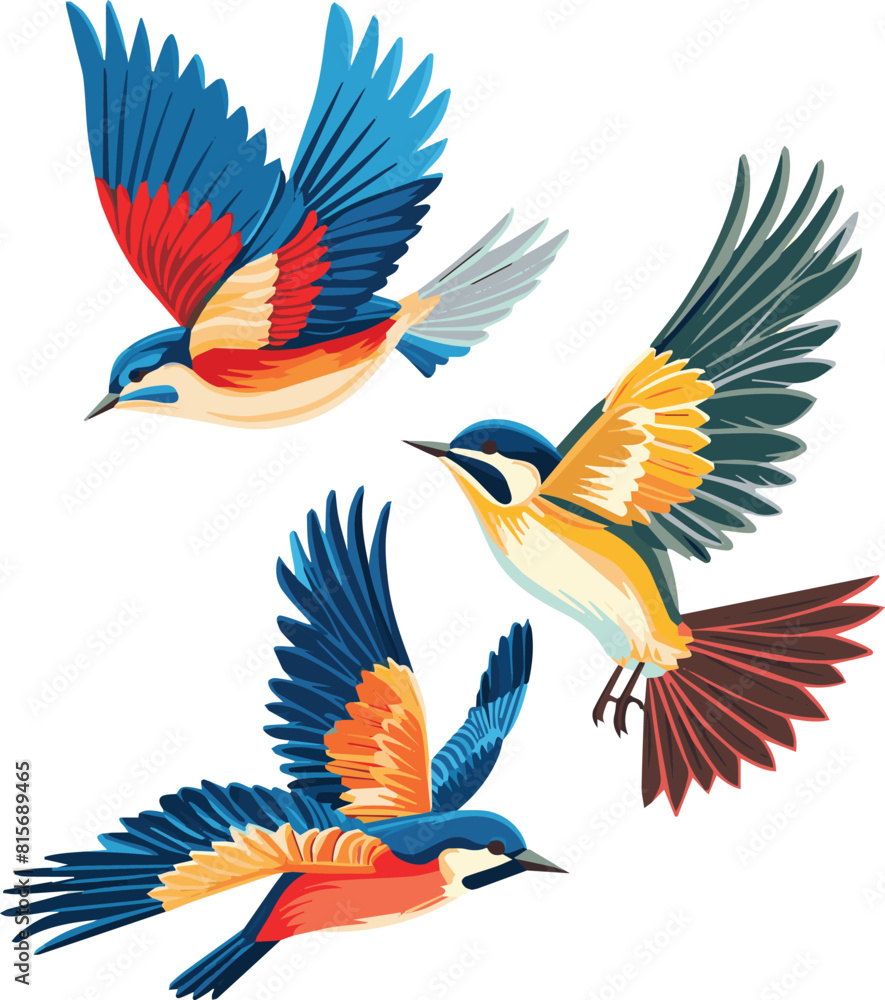Obraz premium illustration of a set of birds