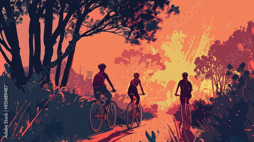 bike group water painting silhouette 
