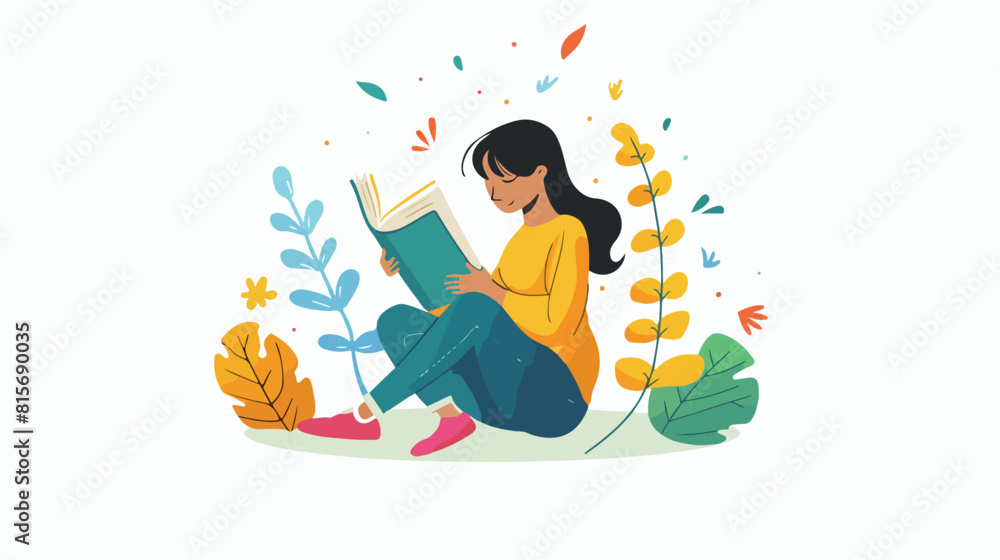 Woman reading book with insights knowledge. Student 