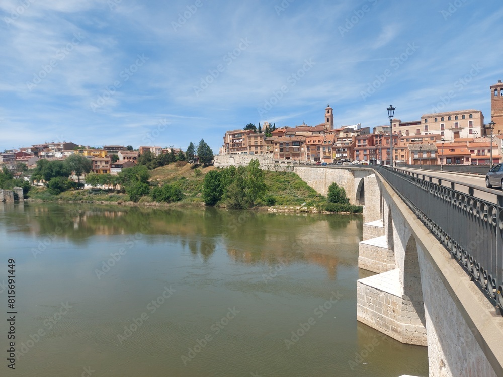 Fototapeta premium spain, travel, tourism, adventure, europe, nature, background, life, green, mountain, trekking, landscape, sky, arch, river, bridge, stone, view, reflection, water