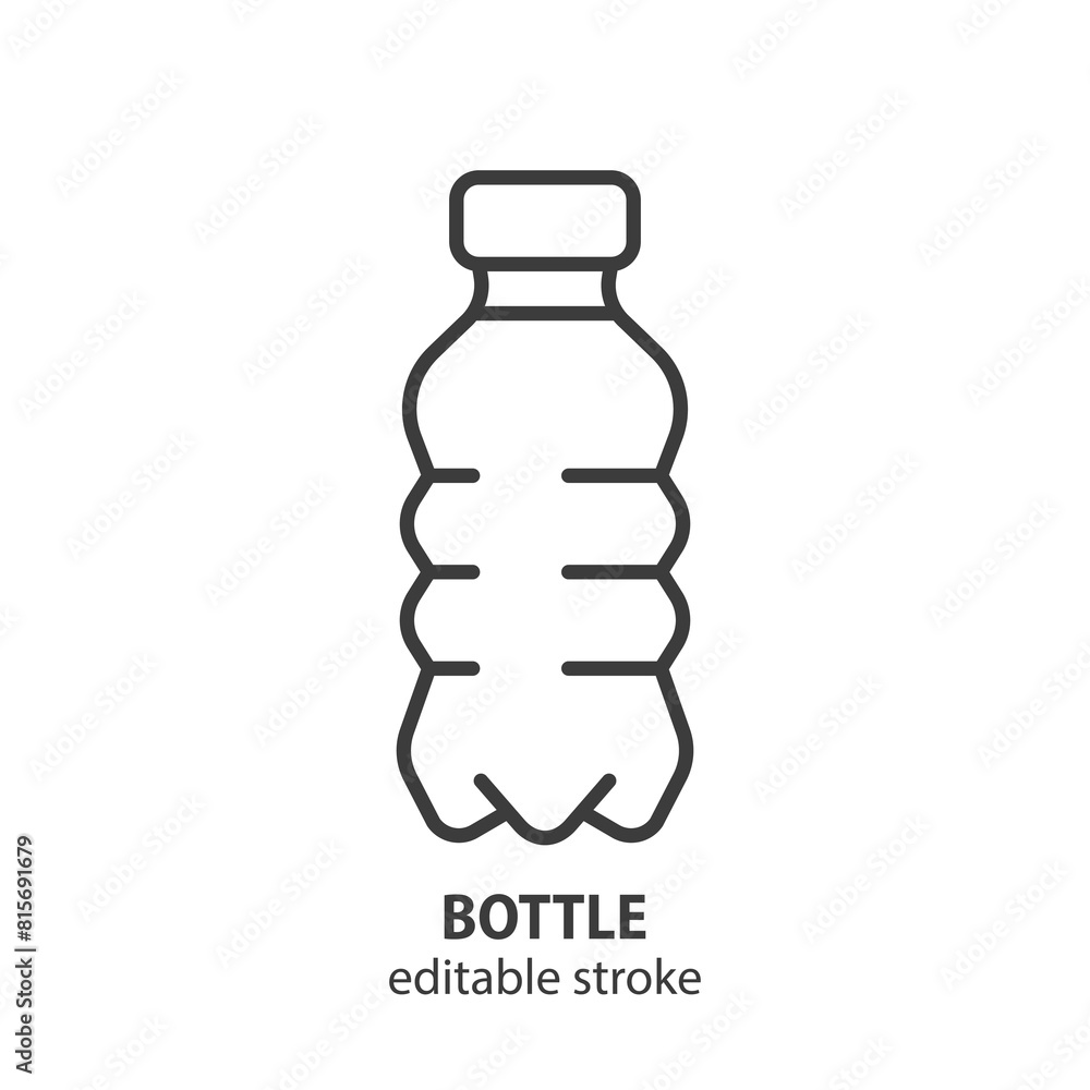 Plastic bottle line icon. Flat take away vector concept. Symbol of recycling container. Editable stroke. Plastic bottle line icon. Flat take away vector concept. Symbol of recycling container. Editable stroke.