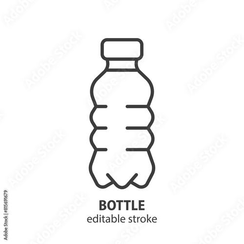 Plastic bottle line icon. Flat take away vector concept. Symbol of recycling container. Editable stroke.