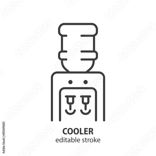 Cooler line icon. Water dispenser vector illustration. Editable stroke.