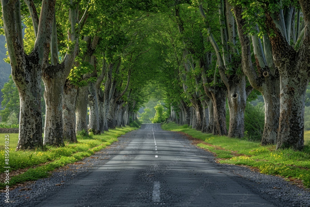 Poplar Tree Lined Road: Symmetrical rows of trees along a country road. Poplar Tree Lined Road: Symmetrical rows of trees along a country road.