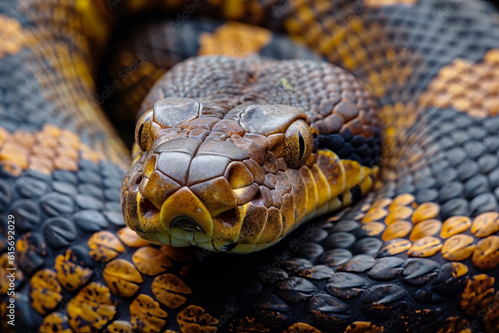 Slithering Anaconda snake macro. Female pet. Generate Ai