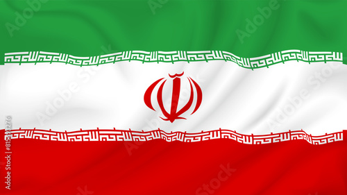National flag of Iran, 3d realistic render on a transparent background. The flag twists in the wind, realistic shadows and light. Officially sign of the Islamic Republic of Iran.