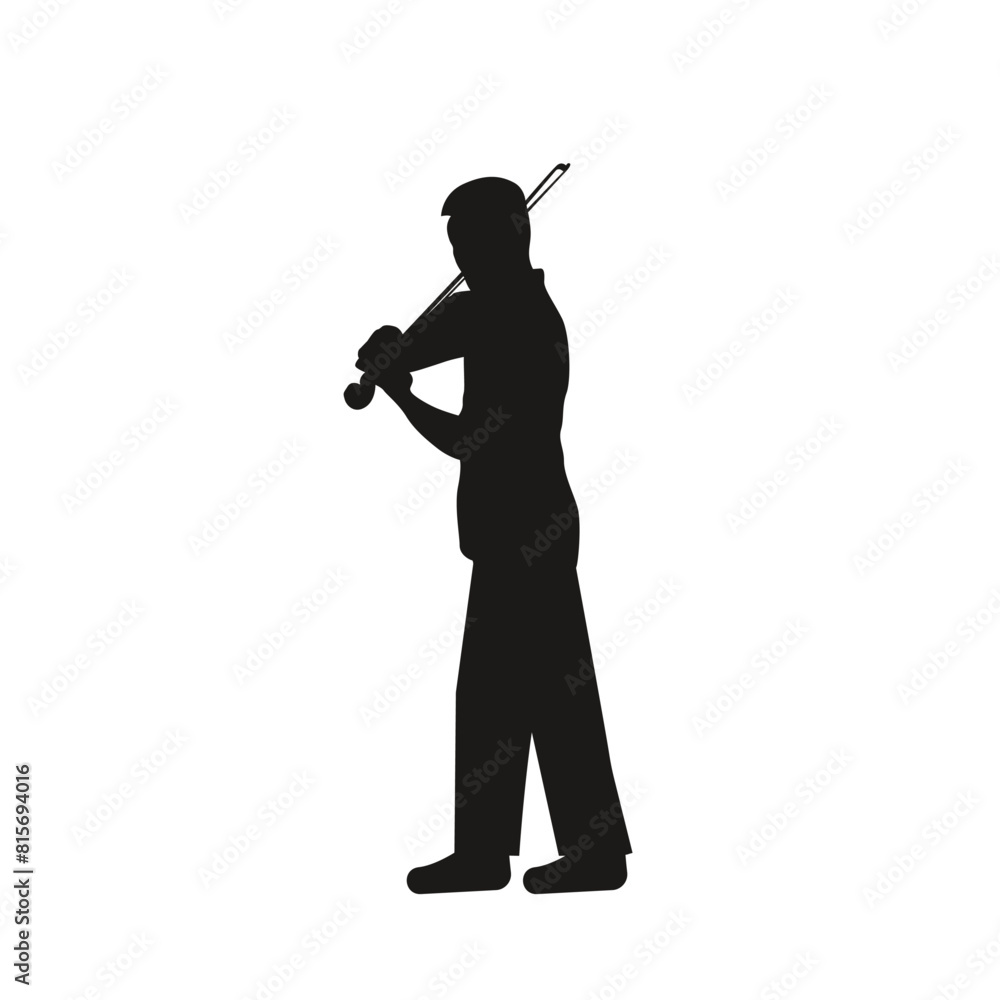 Obraz premium Silhouette of a violinist in vector, flat style.