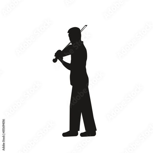 Silhouette of a violinist in vector, flat style.