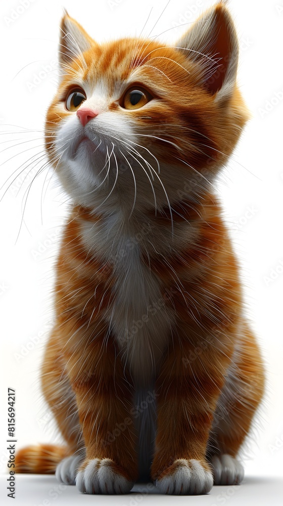 Obraz premium Captivating Ginger Tabby Cat Rendered in Crisp 3D Isolation