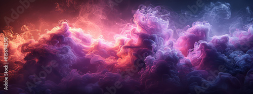 purple smoke cloud on black background  banner design  dark background  cinematic lighting  volumetric light  photorealistic