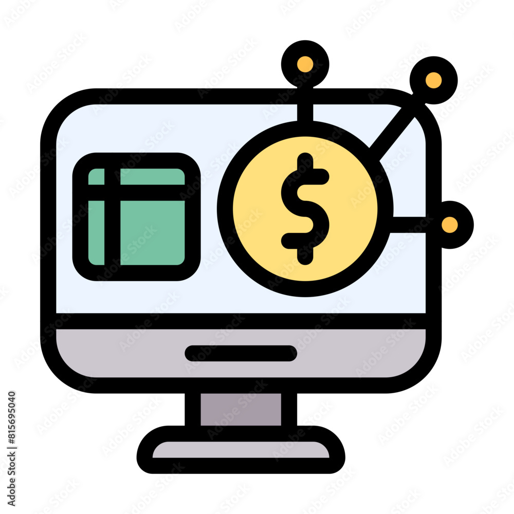 Digital Icon With Line Flat Color Style Digital Icon With Line Flat Color Style