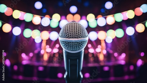 Stage Microphone Close-Up Karaoke and Concert Setting © Oleks Stock