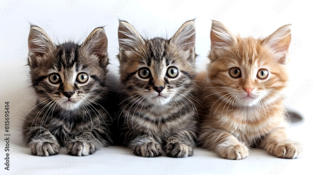 Closeup Portrait of Adorable Kittens in Neutral Studio Setting Closeup Portrait of Adorable Kittens in Neutral Studio Setting
