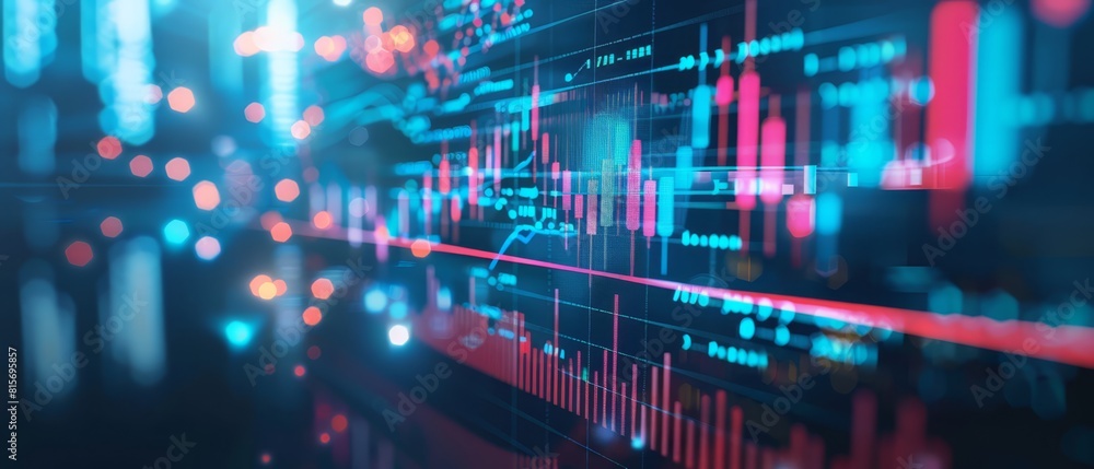 High-resolution image of a financial diagram with digital elements abstractly representing market trends, High-resolution image of a financial diagram with digital elements abstractly representing market trends,