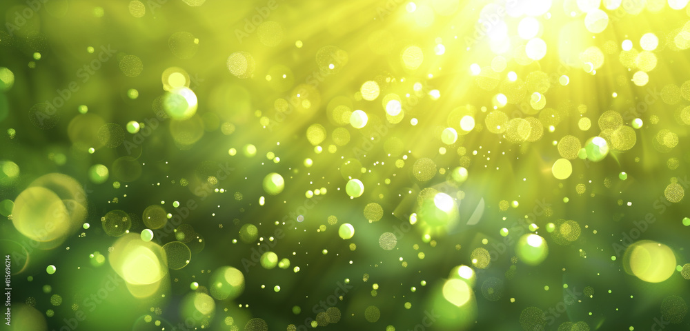 Fototapeta premium Dreamy defocused scene with lime green orbs.