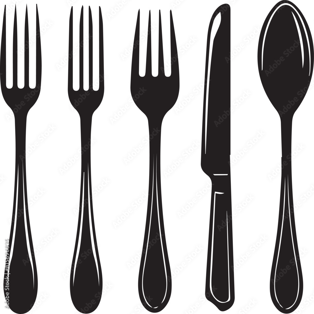 silhouettes of fork spoon and knife silhouettes of fork spoon and knife