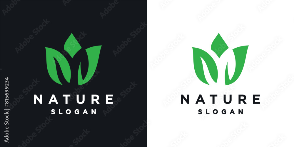 Simple elegant lotus flower logo design template.
