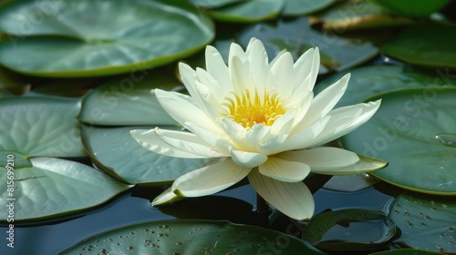 Mature white water lily bloom