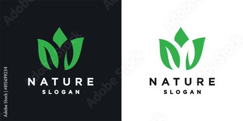 Simple elegant lotus flower logo design template.
