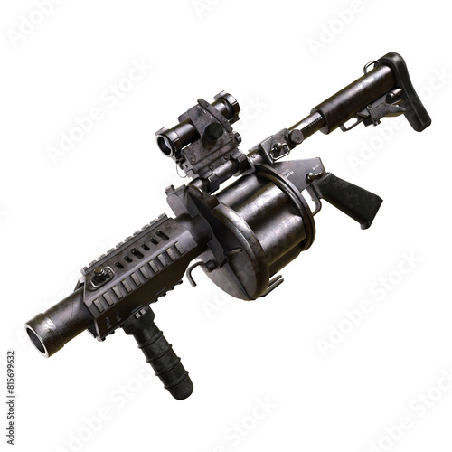 Assult rifle granete launcher gun weapon army isolated 3d rendered illustration