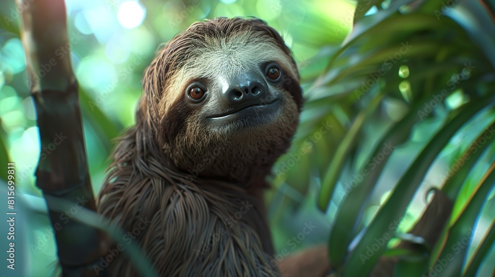 Friendly sloth mockup cute animal wildlife promotion template Friendly sloth mockup cute animal wildlife promotion template